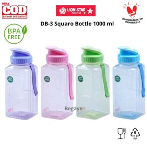 Botol Minum Kotak 1 Liter | Lion Star DB-3 Squaro Bottle 1000 ml Bebas BPA dan Aman