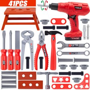 55PCS Kids Toolbox Kit Educational Toys Boys Tool Set Simulation Plastic Repair Tools Christmas Gift