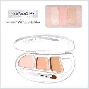 Novo Tri-color คอนซีลเลอร์ Palette Salmon เฉดสี จุดอันทรงพลังครอบคลุม Dark Circle Brightening Liquid Full Coverage Foundation
