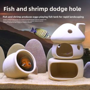 MONLEYTA | Creative Ceramic Mushroom House Decoration Shrimp Hole Tank Decoration Clay Pot Aquarium Decor Scenic Construction Package