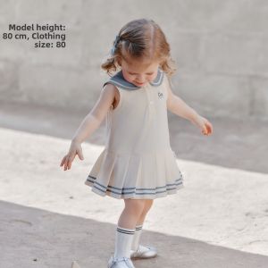 OAK FAMILY | Summer Sailor Collar Sleeveless Pleated Dress