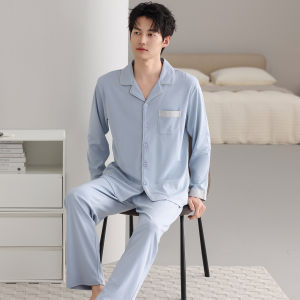 MiiOW | Bộ đồ ngủ dài tay bằng cotton nguyên chất MiiOW dành cho nam Bộ đồ mặc nhà họa tiết hoạt hình Quần dài Áo choàng cardigan