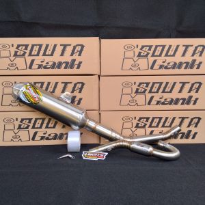 Knalpot CRF 150I KLX 150 BF D-TRACKER type kolong atas original Liberty Racing Passion mode standard kompetisi Supermoto style copy norifumi