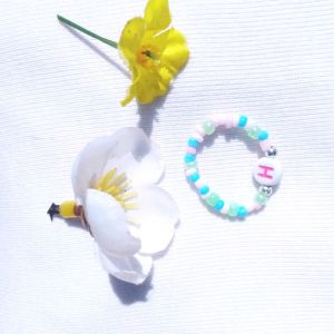 cincin manik manik beadsring gaya korea inisial bulat
