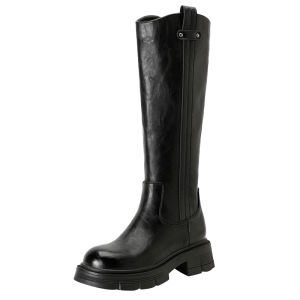 Josiny | Gray Thick-Soled Long Boots for Petite Women