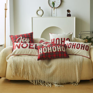Christmas Embroidered Plaid Pillow Case