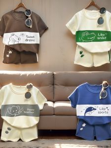 Childrens Striped Short Sleeve and Shorts Set Summer Wear