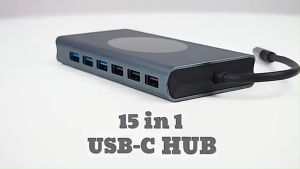 PDM 15 in 1 Type C Hub Expansion Dock Laptop Docking Station Type C to HDMI VGA USB 3.0 SD RJ45 PD 3.5mm Audio
