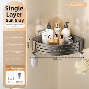 ERMO | No-drill Wall-mounted Corner Bathroom Shelf
