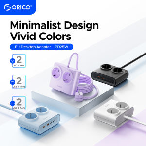 ORICO | ORICO PD25W Desktop Power Strip with 2 Type-C Port 2 AC Outlets 2 USB-A Ports Charging Station for Phones And Electronics