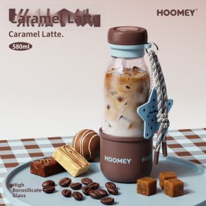 HOOMEY | Borosilicate Glass Water Cup Female Portable Summer Straw Design