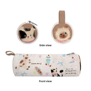 AOSONG | Creative High-Quality White Stationery Case for Children Kindergarten Elementary School Junior High School 2025 New Edition Cat Design Canvas