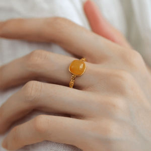 Gold Plated Sugar Cube Ring for Women 925 Silver Vintage Adjustable Open Finger Ring Gift Idea Retro Style Fashion Jewelry