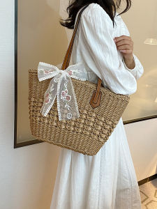 Túi Tote Rộng Dệt Rơm Túi Đi Biển Mùa Hè Túi Đi Làm Thường Ngày Túi Đeo Vai Thân Thiện Với Mọi Lứa Tuổi Vải Dệt Rơm Dày