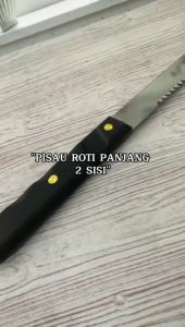 Bread Knife Pisau Roti Panjang 2 Sisi Stainless Steel - Alat Potong Cake Iris Kue Tajam Double Sided Polos dan Bergerigi - Pemotong Bolu