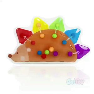 GeeToy Hedgehog Rainbow Color Sorting Squeezing Bead Sensory Educational Montessori Toy for Kids