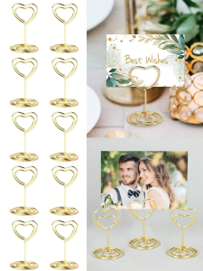 10-50pcs Mini Place Card Holder Wedding Table Number Holders Table Card Holders Party Heart Shaped Table Sign Photo Holder