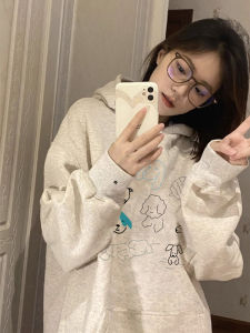 Pure Cotton American Lazy Chic Hoodie Womens Spring Autumn Thin High-End Trendy Outerwear Comfortable Loose Fit Long Sleeve