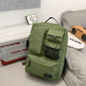 Fashionable Cool Backpack for Men INS Trendy Oxford Spinning Zipper Pure Color Street Style Soft Shoulder Bag with 16 Inch Laptop Slot