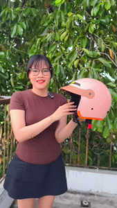 Mũ bảo hiểm 3/4 GXT M139 kính âm  màu Hống Sữa siêu cute chính hãng cao cấp