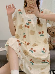 ชุดนอนผู้หญิงแขนสั้นผ้าฝ้ายลายสีสดใส ชุดนอนฤดูร้อน ชุดนอนแขนยาว ชุดนอนผู้หญิง ชุดนอนผ้าฝ้ายผสม ชุดนอนผู้หญิง