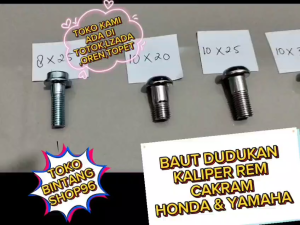 Baut-Baud Dudukan Kaliper NEKEL Rem Cakram All HND Beat & Vario & Scoopy & Supra X-125-Fit & Revo Absolute & Blade & Blade FI & Karisma & Spacy & Mega Pro ALL MOTOR HND