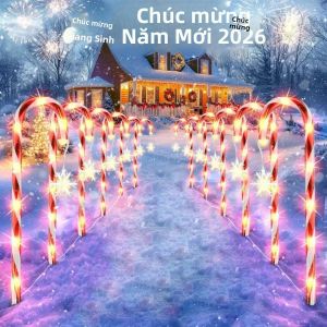 5PC/8PC Chống Nước Hình Bông Tuyết Kẹo Mía Năng Lượng Mặt Trời Đèn Giáng Sinh Ngoài Trời Sân Vườn Trang Trí Tiệc Bộ Cao Cấp Không Chứa Hóa Chất