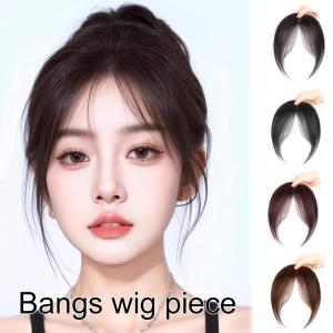 Synthetic Fake Middle-Part Bangs Hair Extension Front Fringes Hairpiece Natural Seamless French Oblique Bangs