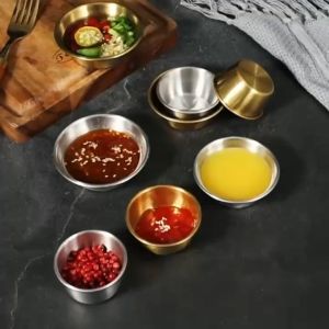 Sauce Dipping Bowl Mini Sauce Cups 304 Stainless Steel Sauce Dish Pudding Condiment Cups Home Kitchen Utensils