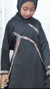 HBK Gamis Jatblack Anak Perempuan Mix Pita Import Mewah umur 3 - 12 Tahun Set Kerudung -COD /Baju Muslim Anak Perempuan umur 3 - 12 Tahun Set Hijab