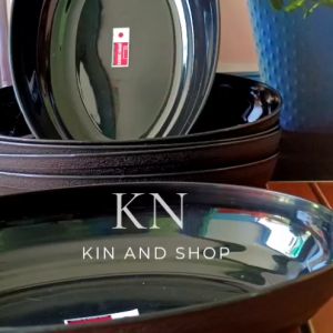 6 PCS Mangkuk RAMEN OVAL PLASTIK ULIR HITAM DOP 7 INCH