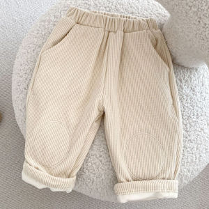 New winter baby clothing 0-3 year old male and female babies knee pads embroidered with corduroy and velvet pants