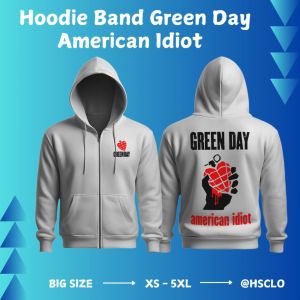 Hoodie Jumper HSCLO Musik Band Green Day American White Colour Sweatshirt Pocket Bahan Fleece Ukuran Jumbo Big Size XS S M L XL XXL 3XL 4XL 5XL