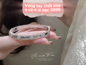 Vòng tay bạc cỏ bốn lá có khóa S999