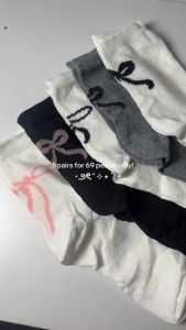 Set of 5Pairs Lolita JK Japanese Women Ribbons Bows Socks Korean Style Long Socks Casual Socks Cotton Socks