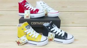 Sepatu Anak Hitam Sneakers Converse Canvas Premium - Sepatu Tali Anak Laki Laki