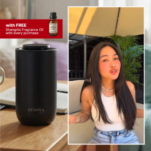 Zennya Halo Diffuser | Compact Aluminum Portable Aromatherapy Diffuser | Rechargeable 2000 mAh Battery | Covers Up to 15 sqm | With FREE Fragrance Oil