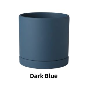 Ceramic Cylinder Flower Pot Indoor Green Plant Cactus Container round Tray Simple Style Desktop Ground Flower Bed Plant Pot