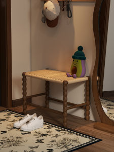 เก้าอี้ทรงสตั๊ดไม้เนื้อนุ่มสไตล์ย้อนยุค ขนาดเล็ก สร้างสรรค์ สำหรับใช้ในบ้าน สำหรับใส่รองเท้า สำหรับใช้ในห้องนั่งเล่น สำหรับวางของ สำหรับผู้ใหญ่