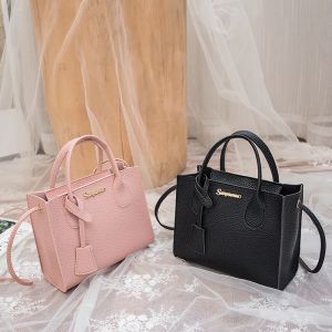 Womens tote shoulder bag solid Color Lychee Grain Ladies Handbags Single-shoulder Crossbody Handheld
