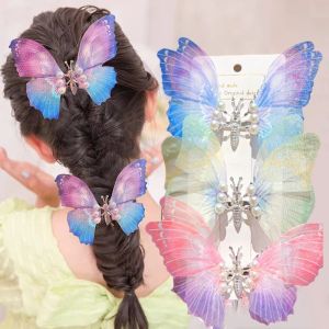2pcs Stylish Beautiful Moving Wings Pearl Big Butterfly Hair Clip For Girls Sweet Hair Decorate Hairpin Kids Lovely Hair Accessories
