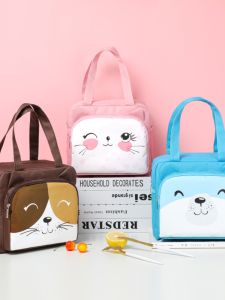 Large Capacity Lunch Bag Cute Pet Portable Outdoor Picnic Bag Student Handheld Bento Box Bag Insulated Thermal Storage Bag