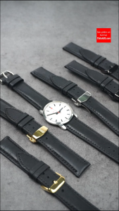 Dây đồng hồ handmade da bò thật da thảo mộc Pueblo màu ĐEN kèm khóa bướm chống gãy dây size 18-19-20-21-22mm tặng cây tháo dây