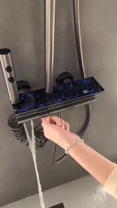 TISAS Energy-Saving LED Stainless Steel Shower Set for Bathroom with Faucet and Bidet-Real Temperature Display