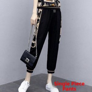 Fashionable Large Size Sportswear Set for Women Summer New Loose Slimming Trendy Youthful Cuffed Pants Two Piece Set