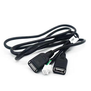 New Sale Multimedia Car Player Wire Harness Plug Connector 6 Pin Dual USB Interface Cable Adapter For Android Radio