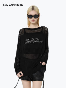 ANN ANDELMAN | Lace-up Drill Embellished Round Neck Loose Fit Knit Top