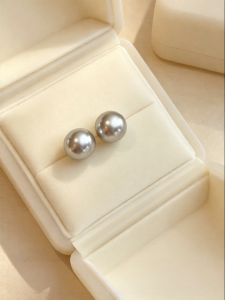 YISHU | Earrings 925 Silver Real Mom Gray Pearl 12mm