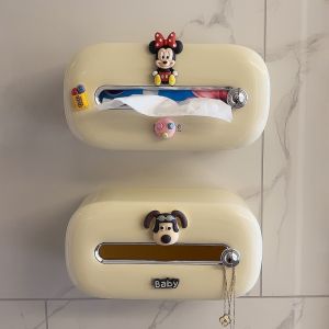 กล่องเก็บทิชชู่คุณภาพสูงกล่องทิชชู่ติดผนังในห้องน้ำสไตล์ครีมหรูหราเบาๆ