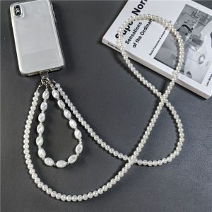 Universal Mobile Phone Lanyard Womens Crossbody Pearl Hanging Chain for Cellphone Handbag Short Phone Wrist Rope Pendent